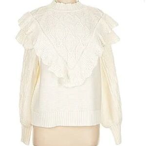 Rebecca Minkoff elegant Cream Sweater with Ruffle Details